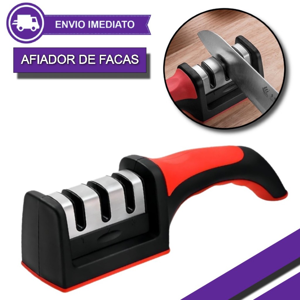 Afiador de Facas 3 em 1 Profissional Manual Afiador de Facas e Tesouras com 3 Estágios em Oferta na Shopee