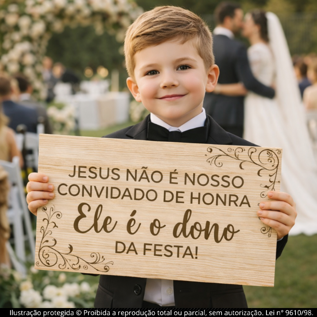 Placa De Casamento Jesus Não é Nosso Convidado de Honra, Ele é o Dono da Festa - Plaquinha Decorativa Entrada Noiva