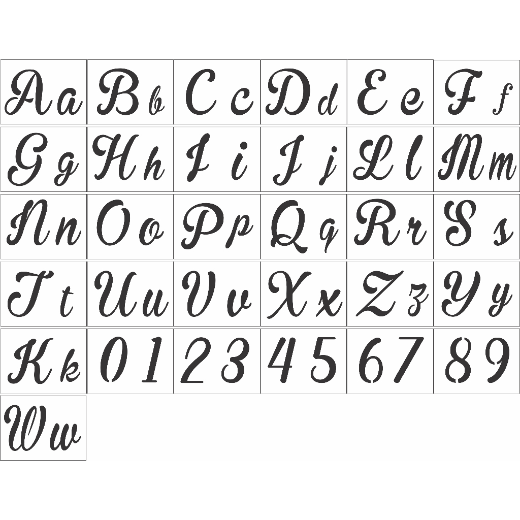 Stencil, Molde Alfabeto (2) Abecedário Com Letras E Números