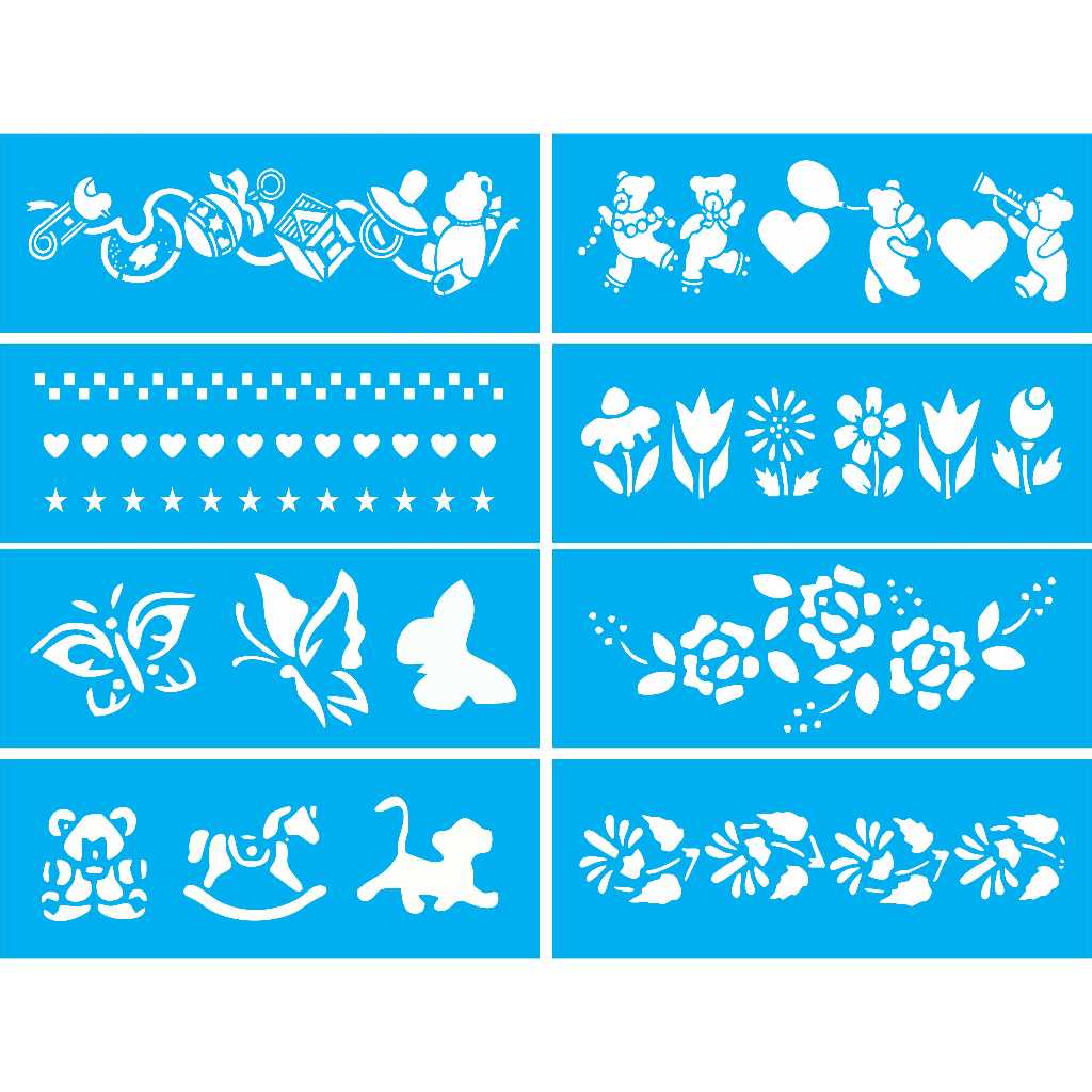 Stencil Kit 8 Peças 19x7cm Molde Pintura Pronta Entrega em Oferta na Shopee