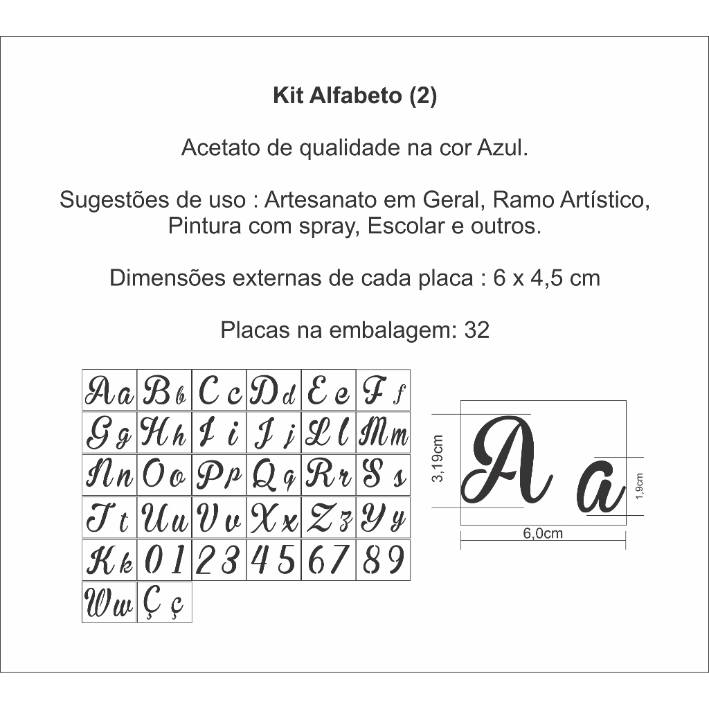 Stencil, Molde Alfabeto (2) Abecedário Com Letras E Números — imagem 2 de 2