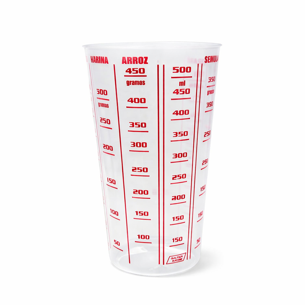 Copo Medidor 500ml Graduado em ML e Gramas para Farinha Arroz e Líquidos Cozinha