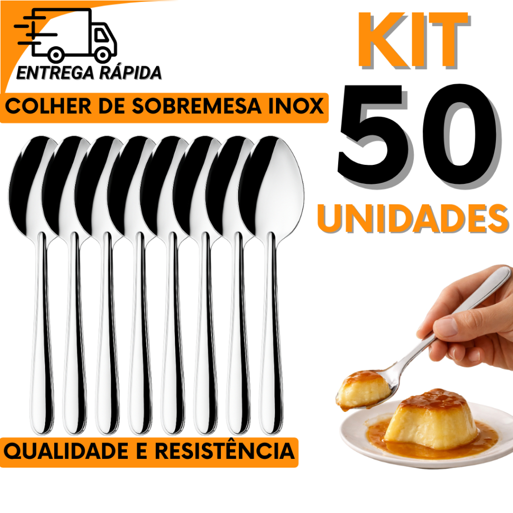 Jogo De Talheres Inox Reforçado 50 25 ou 15 De Colher de Sobremesa Peças Ideal Para Casa Restaurante Festa em Oferta na Shopee