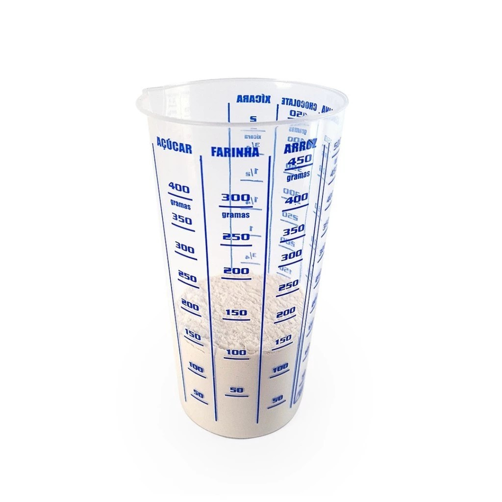 Copo Plástico Graduado Dosador Receitas para Cozinha Copo Medidor 500ML Rosa, Azul e Cristal