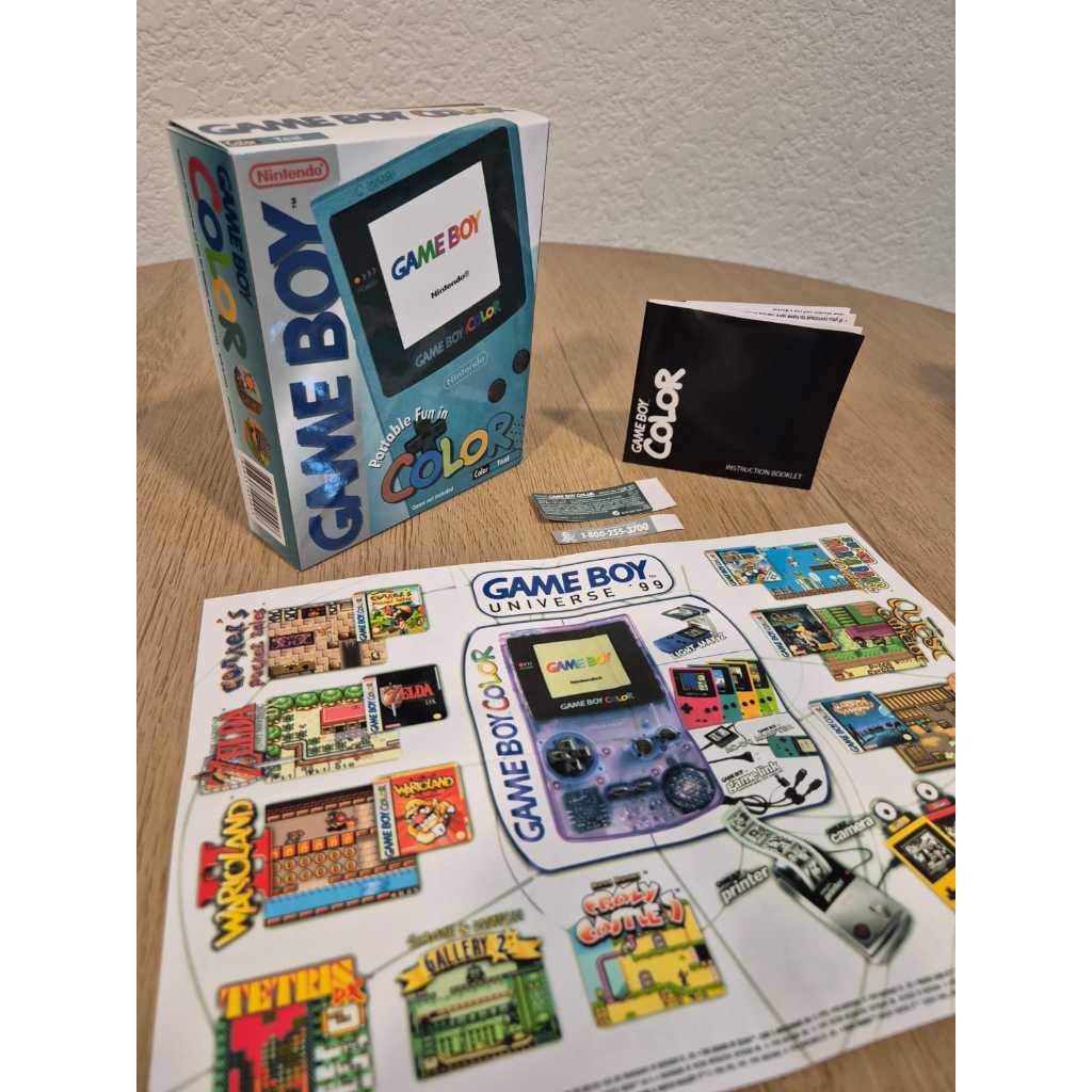 Caixa Game Boy Color Teal / azul Premium Completa c/ Manual, Labels e Flyer