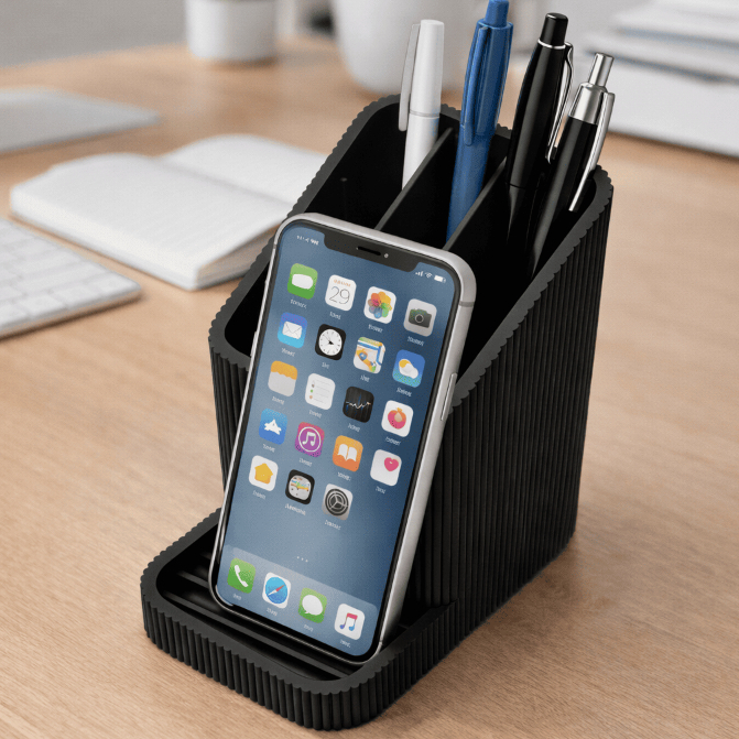 Organizador para Mesa com suporte p/Celular com porta caneta