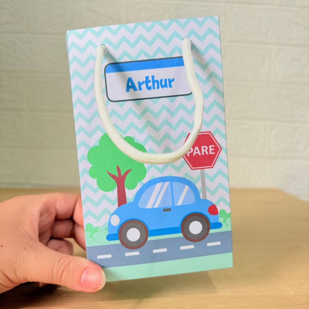 Sacolinha Personalizada Carrinho   (Pegue e Monte) - Sacola Personalizada Suspresa - Lembrancinhas