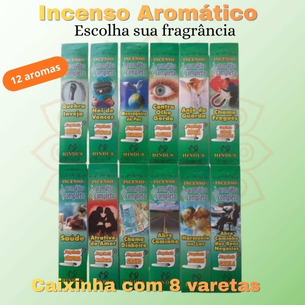 Incenso Natural Aromático Completo com 8 varetas | Escolha suas fragrâncias em Oferta na Shopee