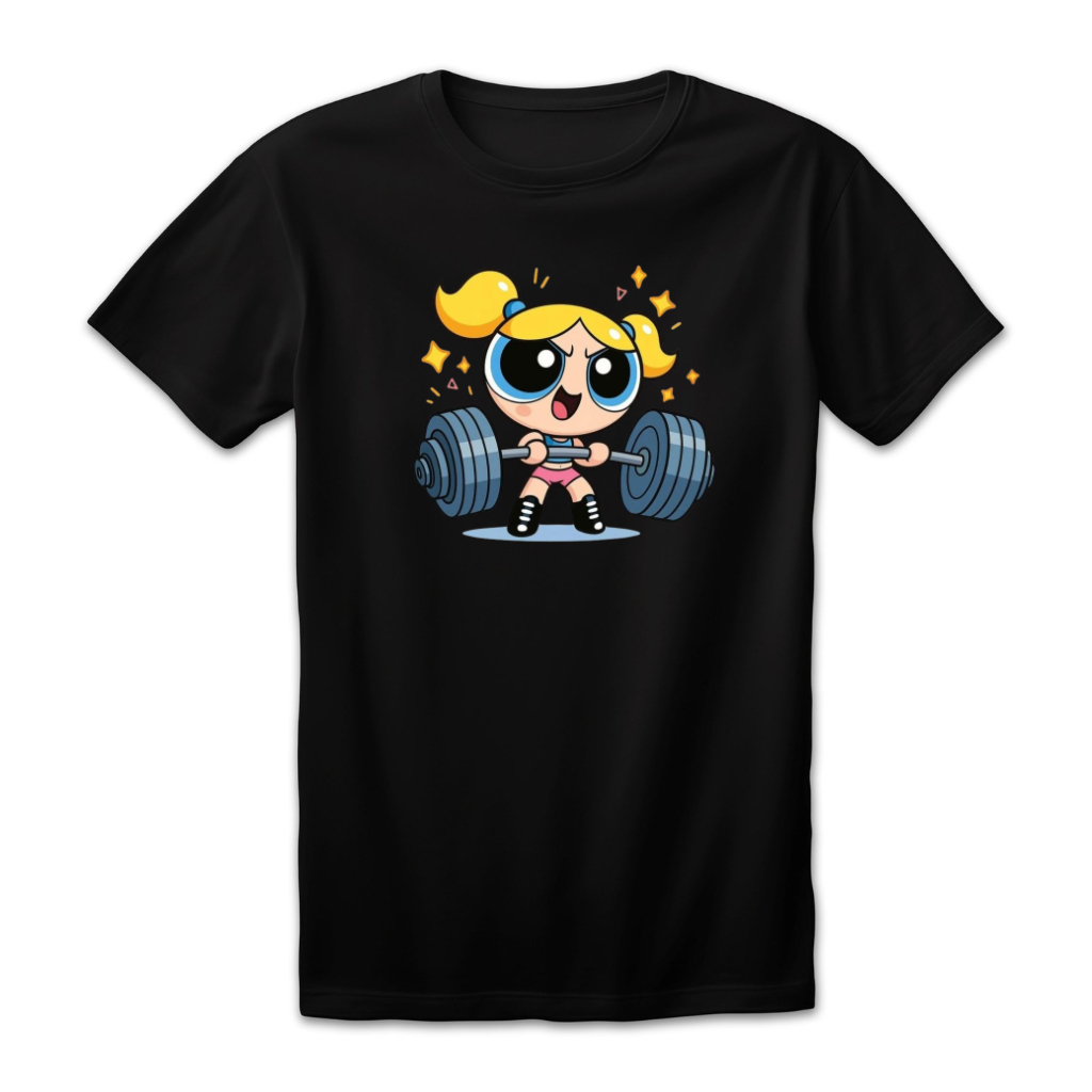 Camiseta Feminina Estampa LINDINHA GYN Meninas Super Poderosas Azul Algodão Conforto Casual Promoção