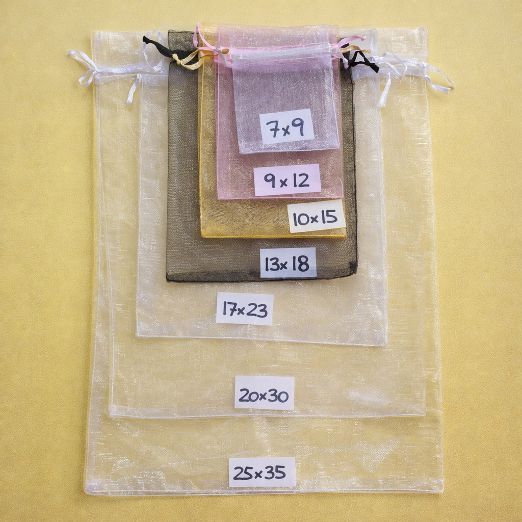 50 ou 100 Saco Saquinho Organza Tule 7x9 9x12 10x15 13x18 15x20 17x23 20x30 Festa Casamento