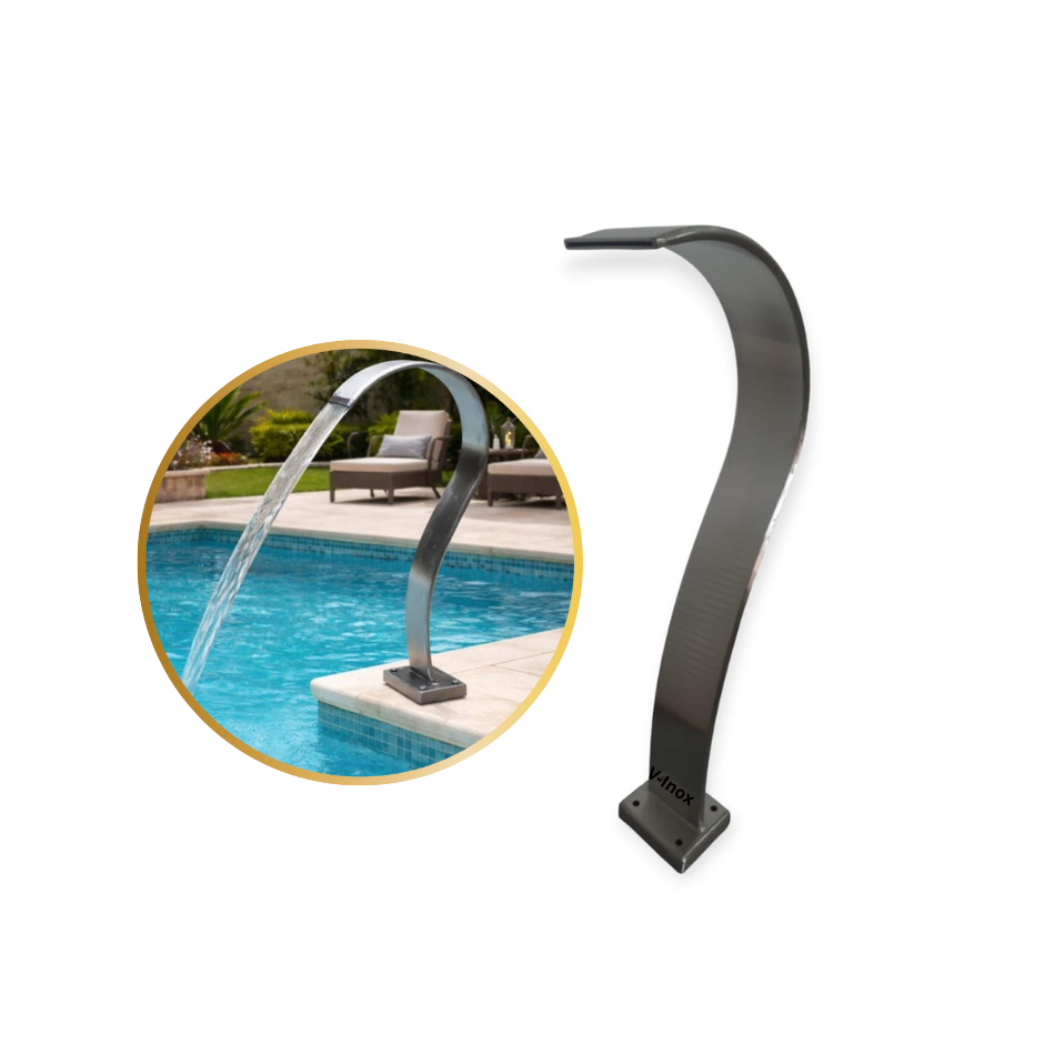 Cascata Para Piscina De Aço Inox 316 Slim 70x10cm Direto Da Fábrica Não Enferruja Cascata De Chão Cascata De luxo