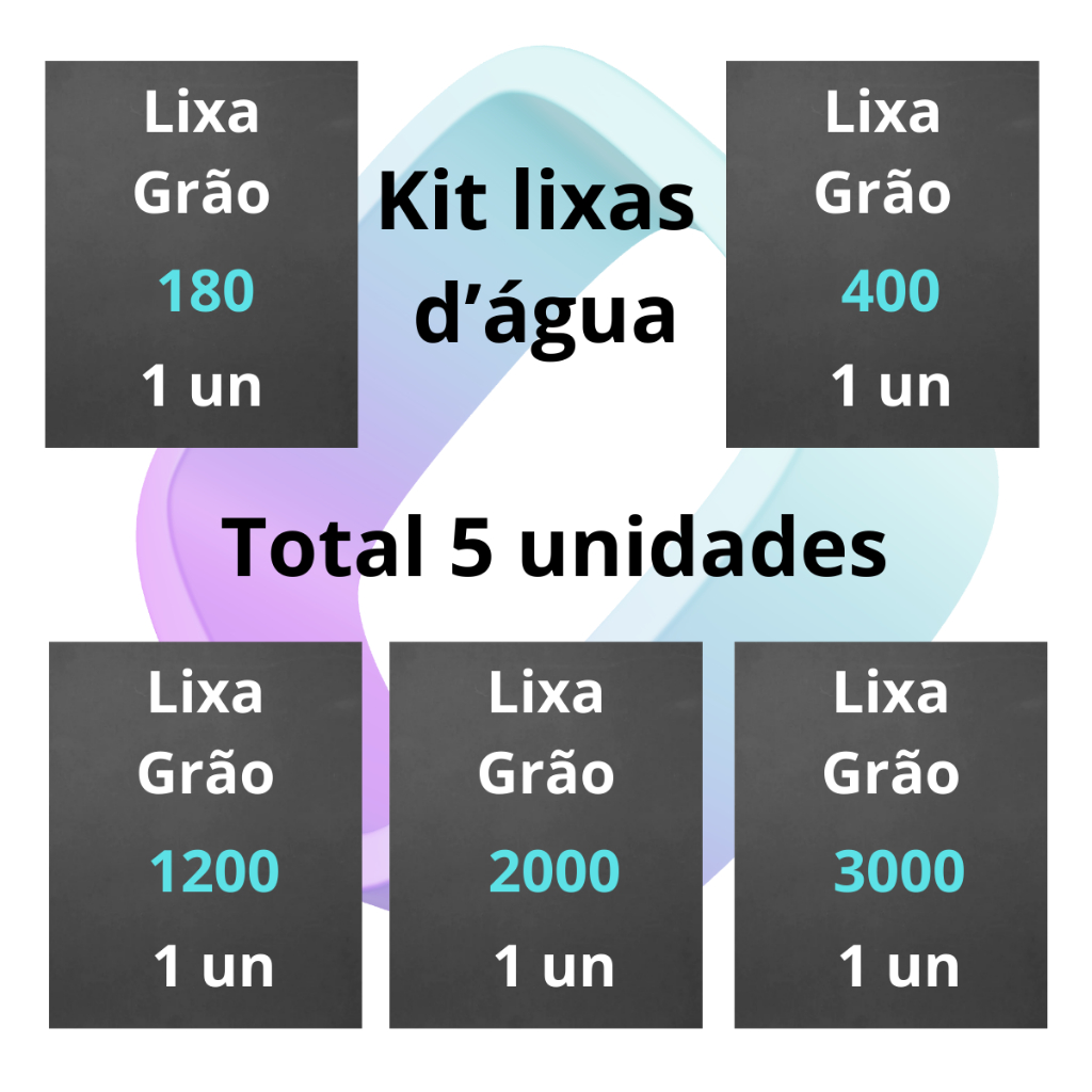 Lixa 180 400 1200 2000 3000 kit 1 2 ou 3 folhas de cada Grão Polimento Farol Licha Plásticos Metal