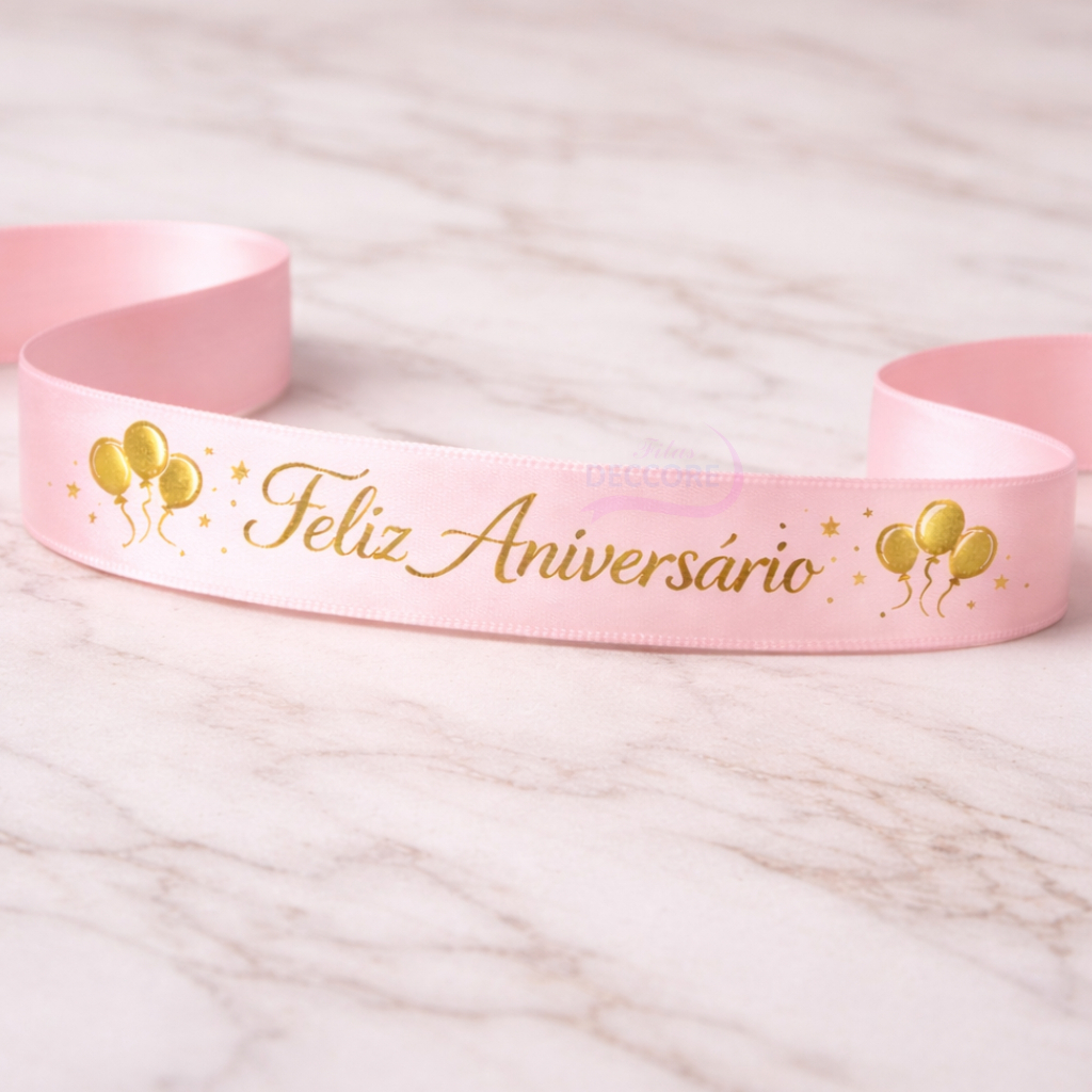 Feliz Aniversário Decoração C Fita de Cetim Faixa Decorativa Festas 10 Metros infantil Menino Menina