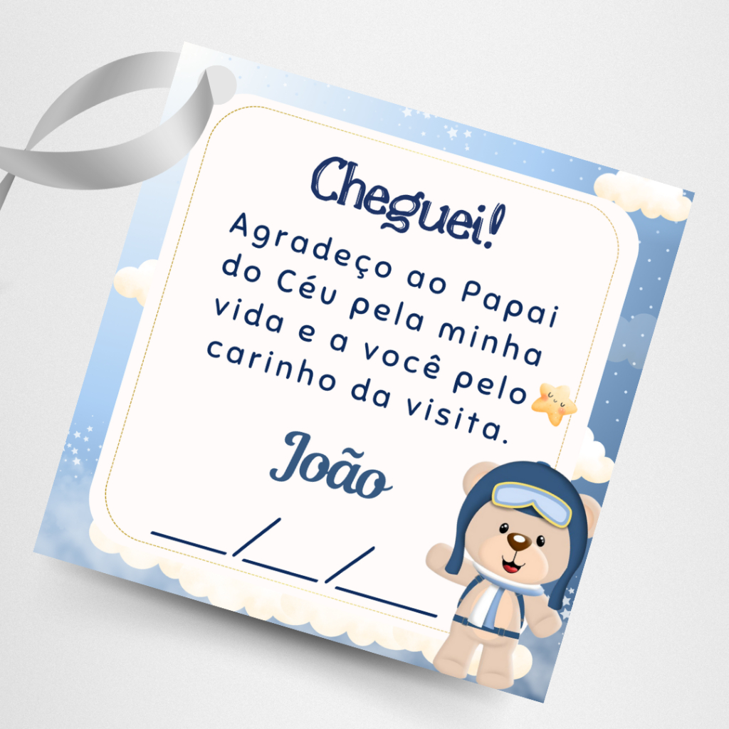 55 Tags Etiquetas Personalizadas para Lembrancinhas Nascimento Bebê e Visita Maternidade Quadrada 5x5 cm