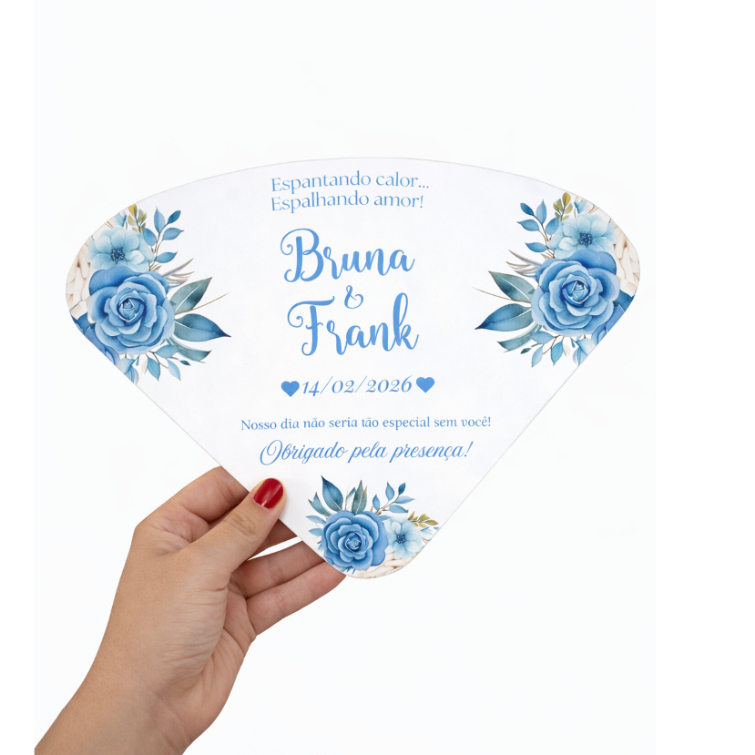50 Leques ventarola abanador personalizado casamento papel offset 240g