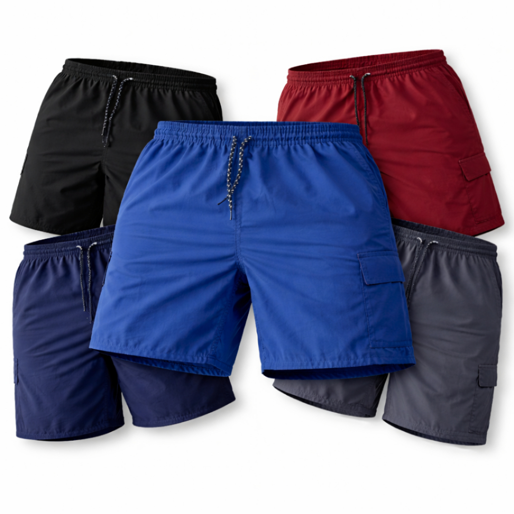 Kit 5 Shorts Mauricinho Tactel Masculino Academia Corrida Praia Elastano Secagem Rápida 3 Bolsos