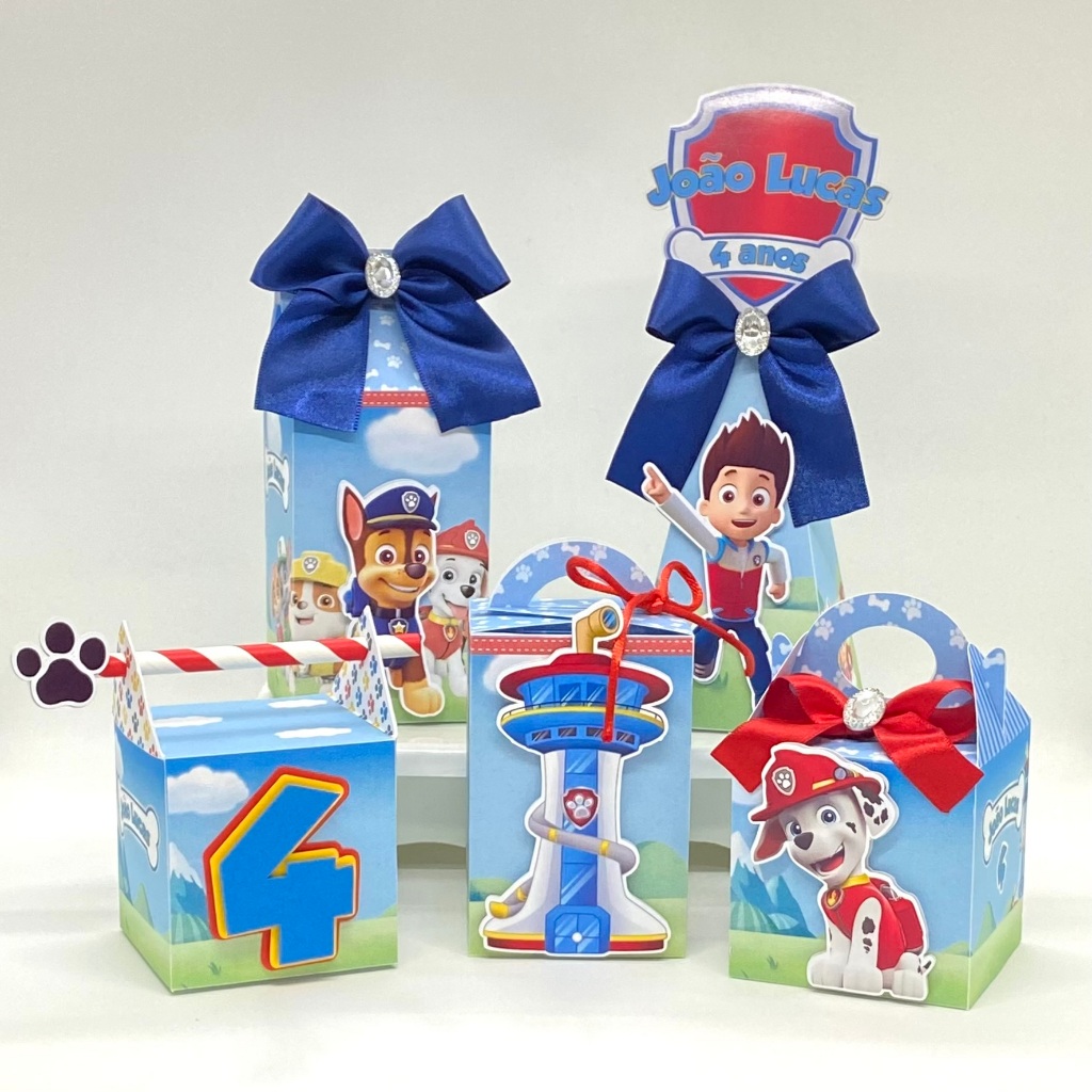 Kit Festa Patrulha Canina Personalizado/ Lembrancinhas / Caixinhas / Festa /Aniversário/Caixa Milk Pirâmide