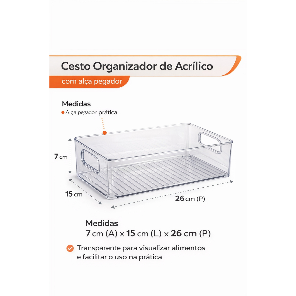 Organizador Multiuso Acrílico Porta Latas e Alimentos para Geladeira e Armário