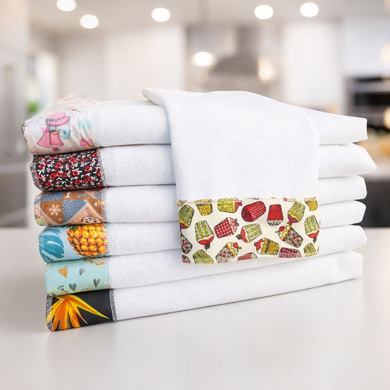 Pano De Prato Grande Premium Barrado variados 10 Unid