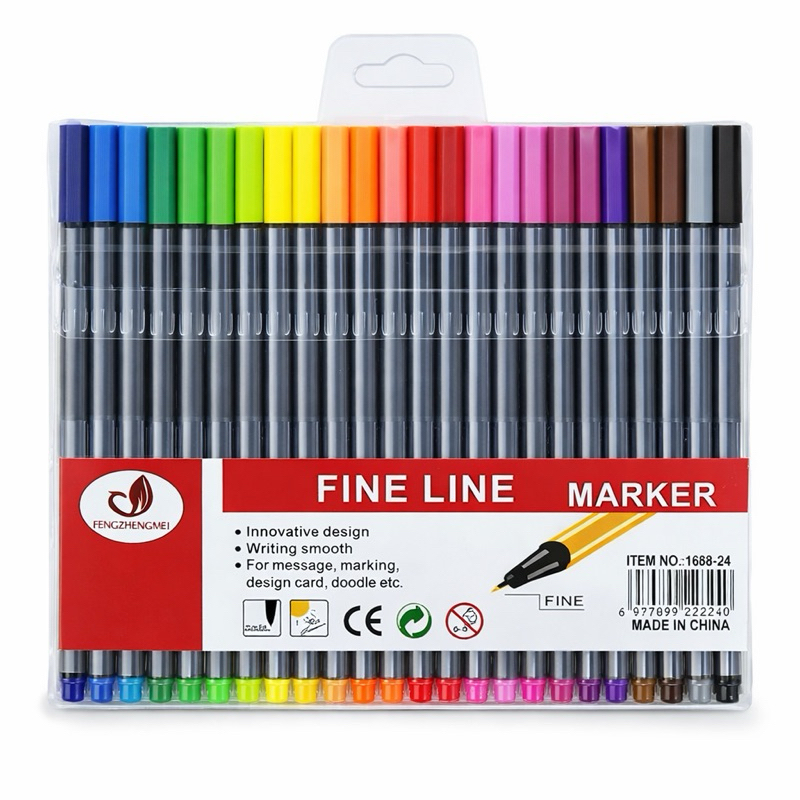 Kit C/ 24 Canetas Coloridas Fine Line Ponta Fina 0.4 mm Planner Caderno