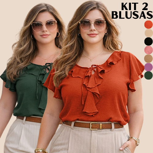 BLUSA FEMININA KIT 2 BLUSAS DIA A DIA ESTILOSA SOCIAL MODERNA CONFORTÁVEL DISCRETA BLOGUEIRA TRABALHO TENDENCIA em Oferta na Shopee