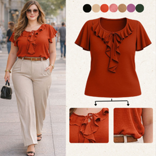 BLUSA FEMININA ELEGANTE SOCIAL TENDENCIA BLUSAS FEMININAS TECIDO DUNA BABADO MODA CASUAL ALTA QUALIDADE BARATO DIA A DIA em Oferta na Shopee