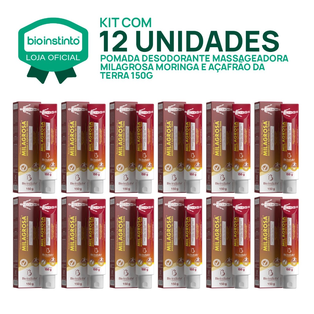 12 UN POMADA MILAGROSA 150g Bio Instinto Massageadora  Açafrão da Terra dores musculares Atleta