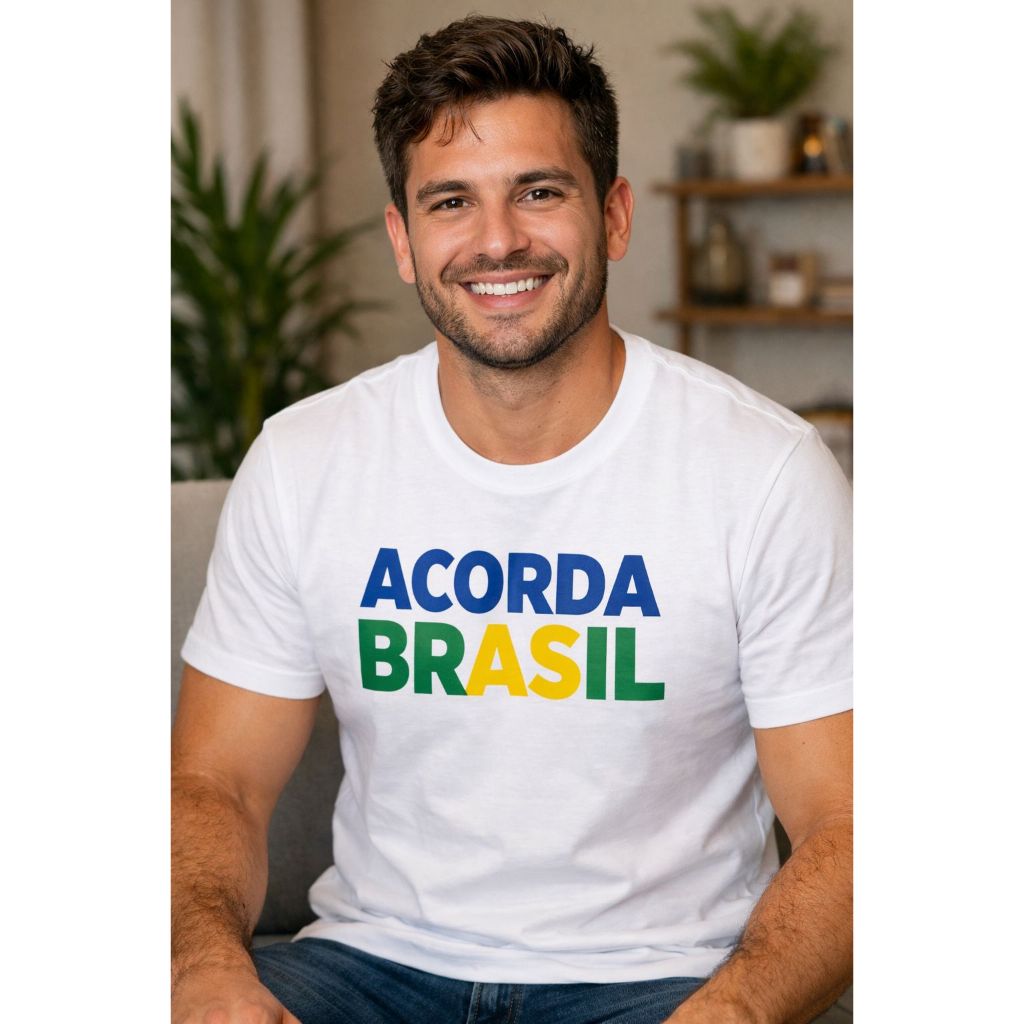 Camiseta Unissex Acorda Brasil P ao G3 100% Algodão