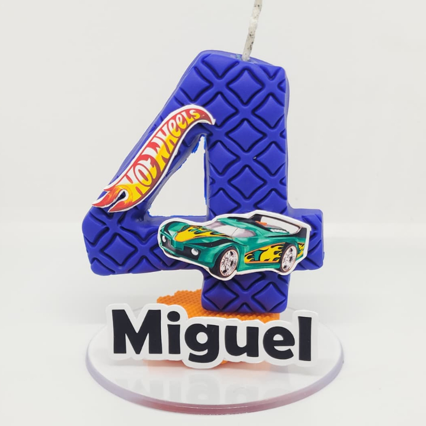VELA PERSONALIZADA TEMA CARROS HOTWHEELS VELA DE BISCUIT PARA FESTA DE ANIVERSARIO em Oferta na Shopee