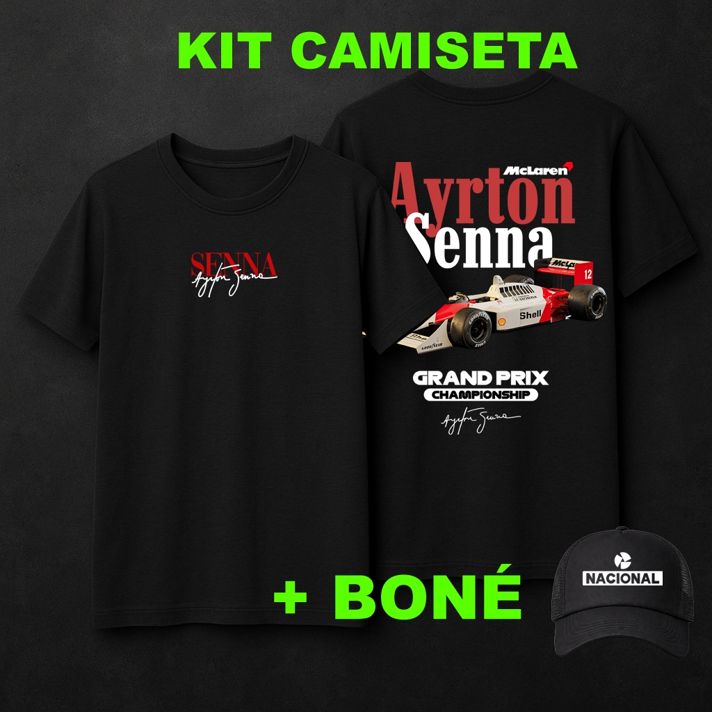 Kit Camiseta Ayrton Senna + Boné  enda Eterna da Fórmula 1 - Envio Imediato