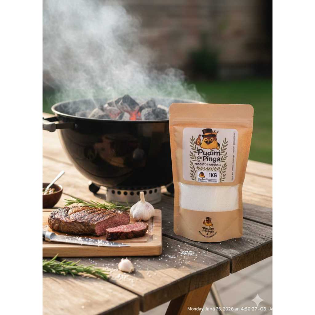 Sal de Parrilha de 1KG Pudim de Pinga Este Sal de Parrilla é Original de Mossoró Rio Grande do Norte