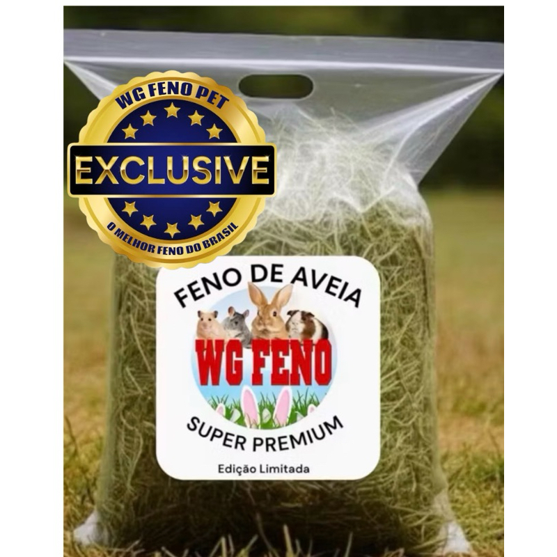 500G - Feno de AVEIA 100% Natural para Coelhos e Roedores  - EXCLUSIVO WG FENO PET