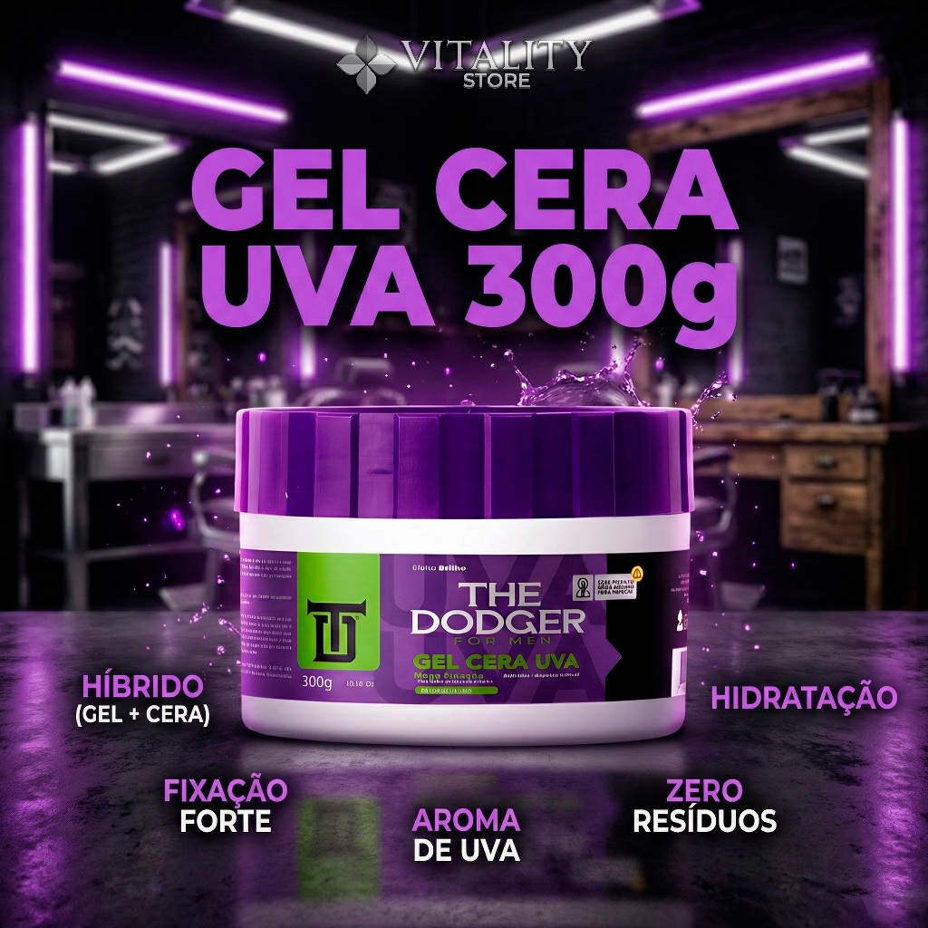 Gel Cera Uva The Dodger 300g - Fixacao Forte e Hidratacao em Oferta na Shopee