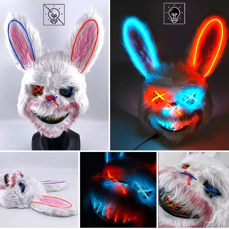 Máscara Coelhos Macabro Com Led Carnaval Halloween Acessório Fantasia Terror Festa Temática em Oferta na Shopee