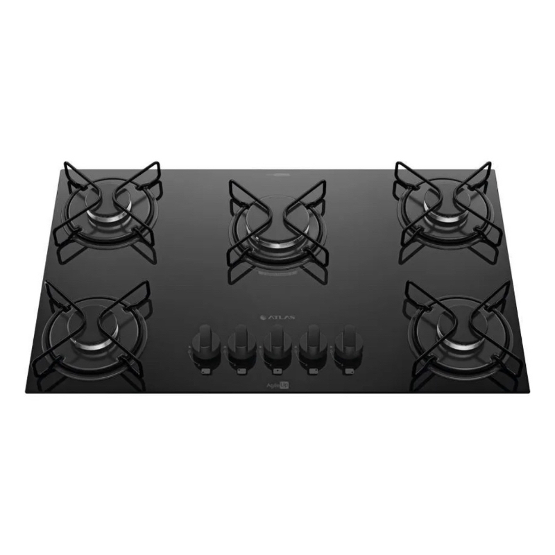 Cooktop a Gás Atlas 5 Bocas Agile Up Preto - Bivolt