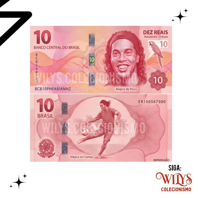 Cédula Fantasia - 10 Reais - Ronaldinho O Bruxo em Oferta na Shopee