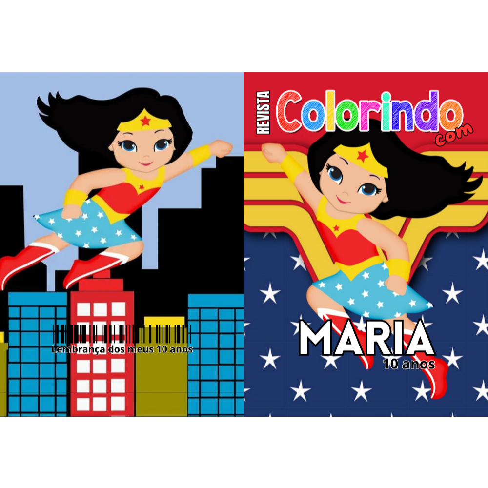 30 LIVROS DE COLORIR MULHER MARAVILHA - PERSONALIZADO COM NOME - LEMBRANCINHA PERSONALIZADA PARA FESTA TEMA