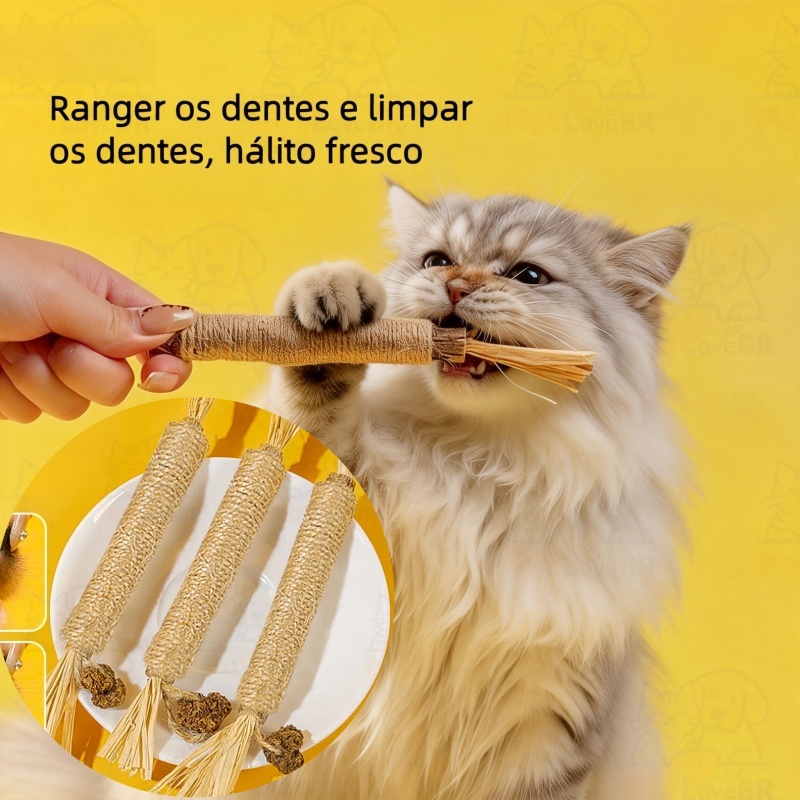 Brinquedo de Madeira Natural pra Gatos - Mastigável, Limpa Dentes e Alivia Estresse  WJ-40 em Oferta na Shopee