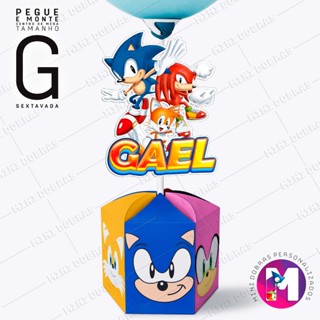 Centro de Mesa SONIC - Caixa Sextavada - Tamanho G - Personalizado (PEGUE E MONTE) em Oferta na Shopee