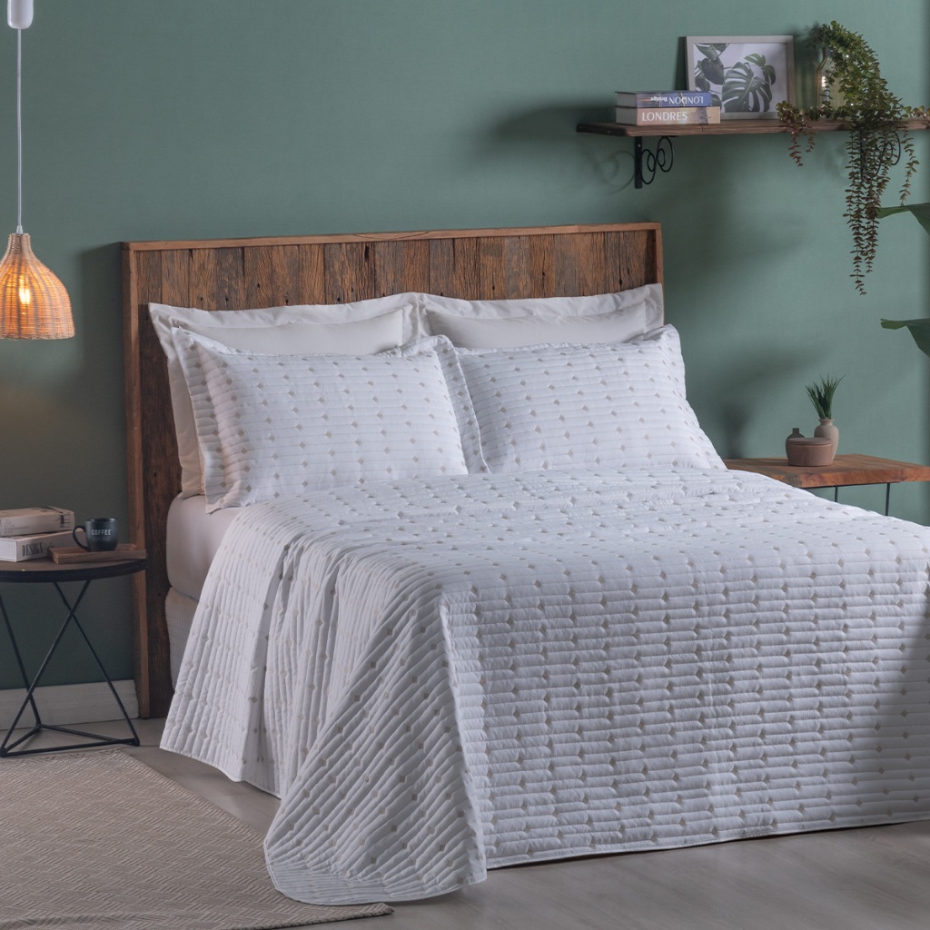 Cobre Leito Luxo Decor Solteiro Casal Queen King Colcha Cama Box Matelado 200 Fios Bordado 3 Peças Dupla Face