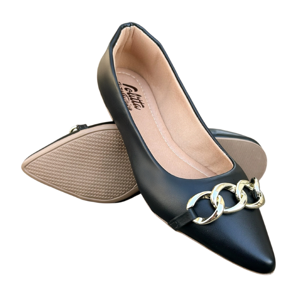 Sapatilha Feminina Corrente Rasteirinha Sandália Sapato Scarpin Moda Confortável