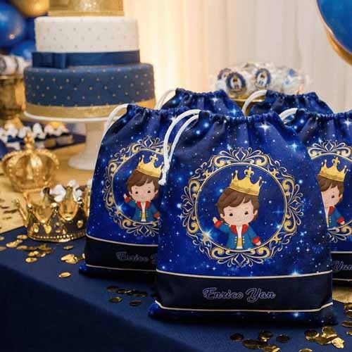 10 sacolinhas personalizada tecido PRINCIPE para lembrancinhas de festa de aniversario 30cmx20cm