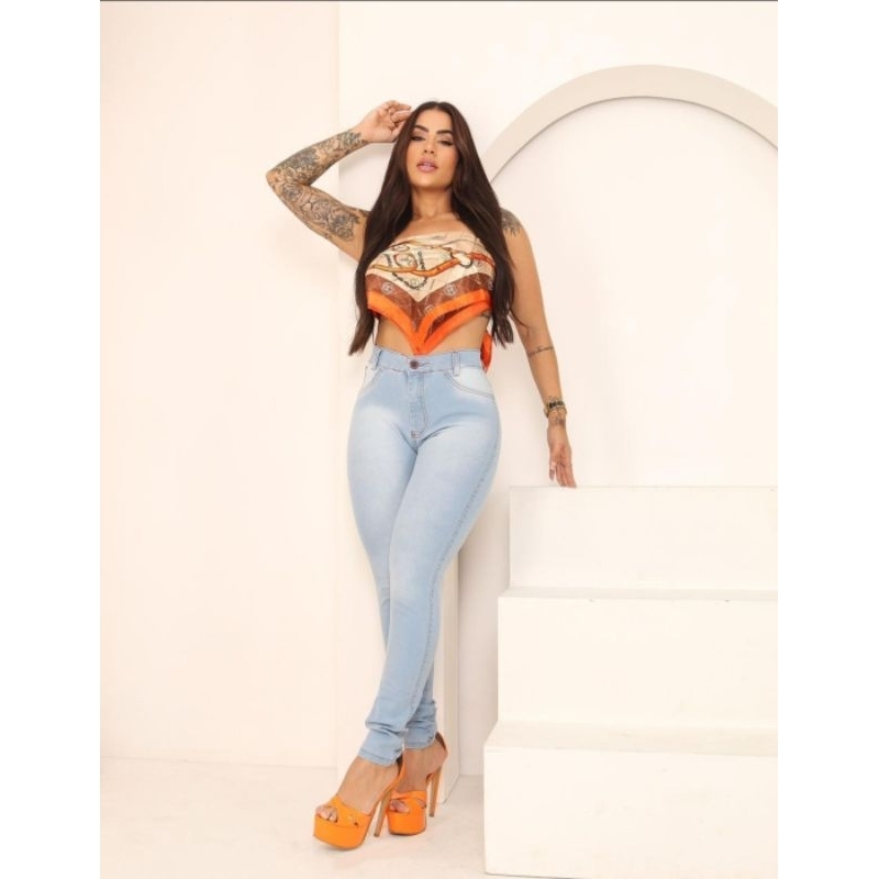 calça skinny jeans feminina clara com laycra wissam jeans