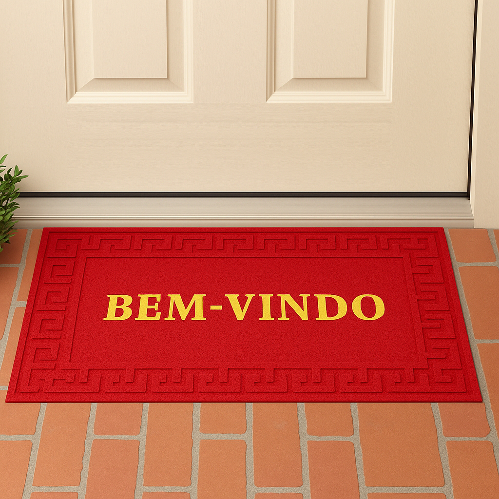 Kit 2 Capacho Porta Tapete Entrada Bem Vindo Decorativo Borracha Sala Escritório Recepção Carpete
