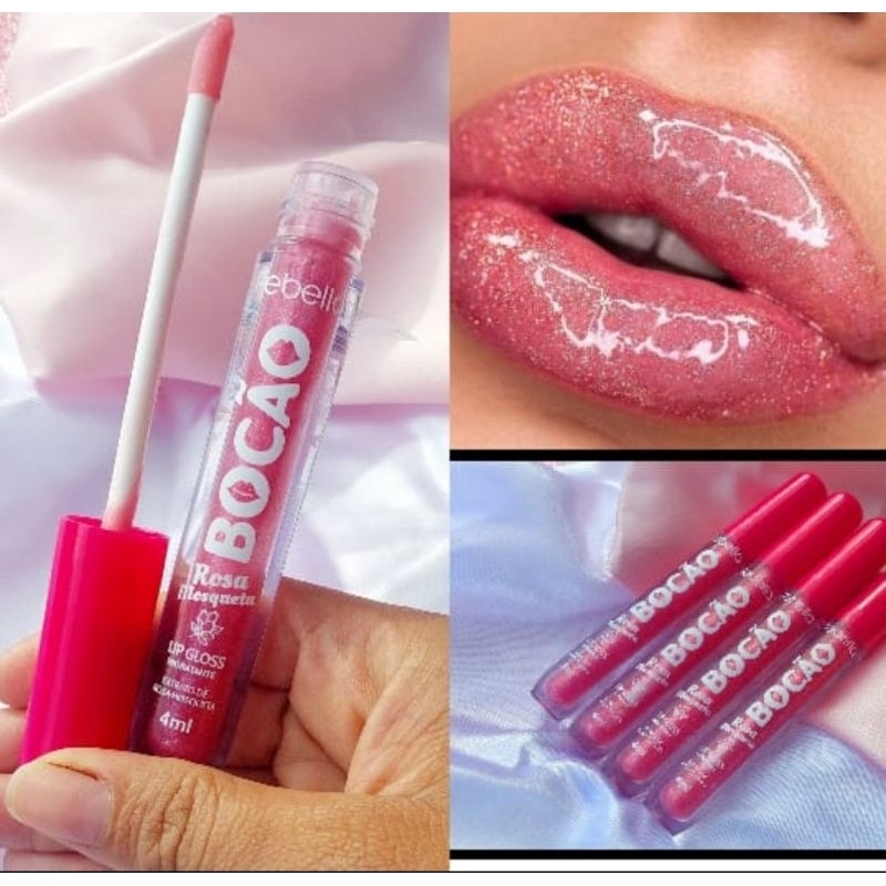 Lip Gloss Com Glitter ROSA MOSQUETA + VOLUME+ BRILHO Efeito Bocão  lábios radiantes e hidratados *ENVIO RAPIDO* em Oferta na Shopee