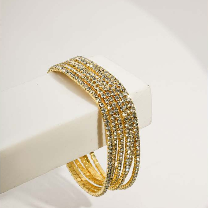 Kit 6 Pulseiras Femininas Luxo Folheadas a Ouro e Prata com Brilho de Zircônia em Oferta na Shopee