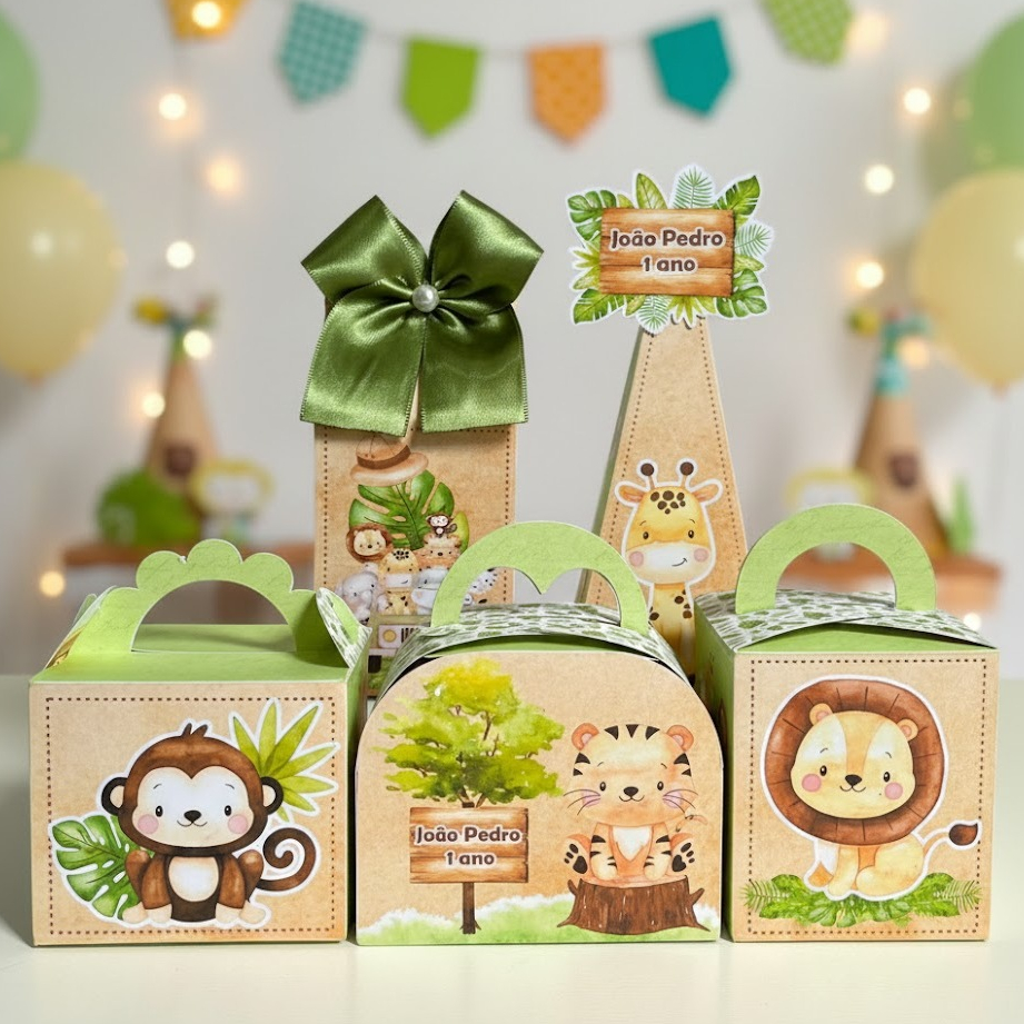 Kit 20 Caixa Personalizados Safari Lembrancinha em Oferta na Shopee
