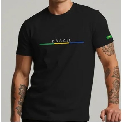 Camiseta Estilosa Brasil Copa do Mundo Tecido Algodão Leve e Confortável