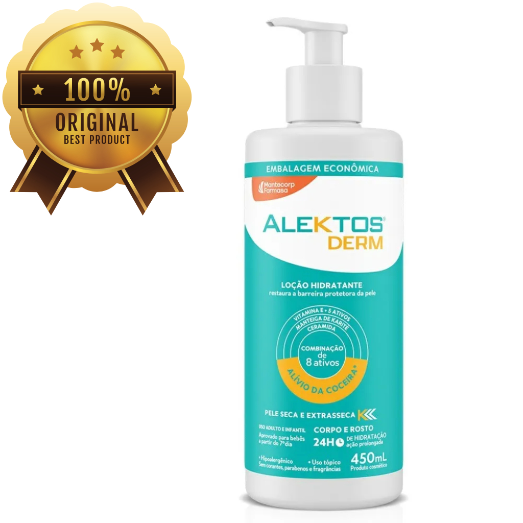 LOÇÃO HIDRATANTE ALEKTOS DERM CORPO E ROSTO 450ML em Oferta na Shopee