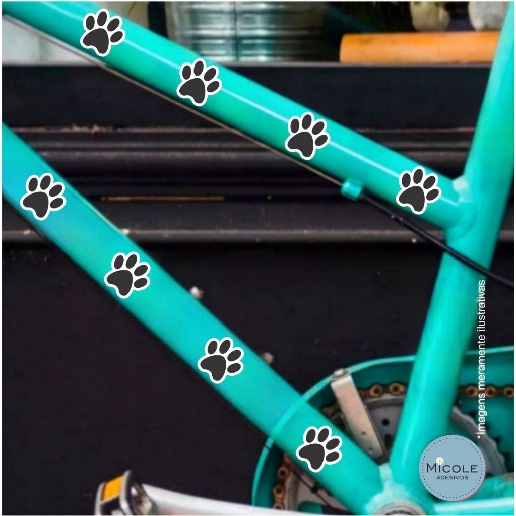 16 Adesivos de 4cm Para Bicicletas Com Estampas de Patinhas de Cachorro Pet Shop